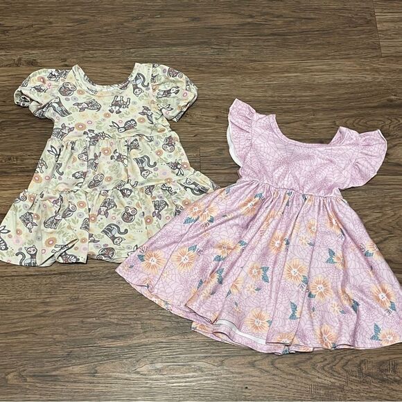 Dot Dot Smile 2 Halloween Theme Twirl and Tiered Dresses Lavender Sage 12-24 mos - Picture 2 of 16